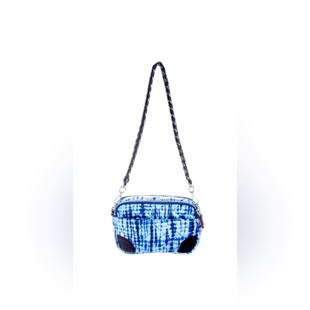 MZ WALLACE Shibori Print MINI Crosby Nylon Crossbody Pouch ~NWT~ Blue
